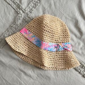 Lilly Pulitzer Straw Hat with Pink Ribbon